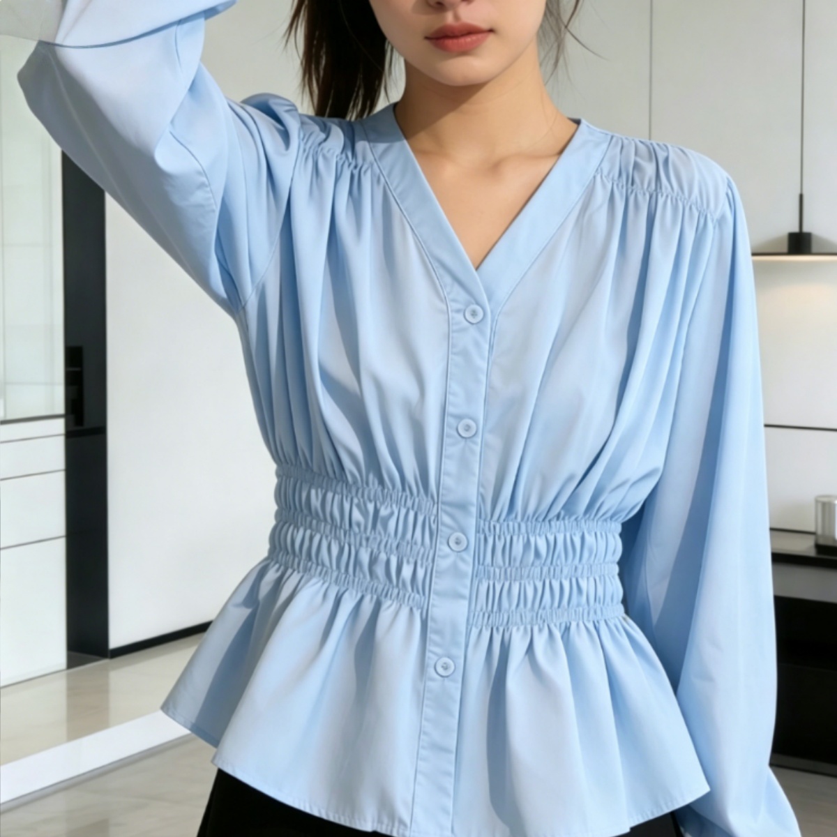 Puff Sleeve Blouse - 200 Pounds Plus Size Office Lady