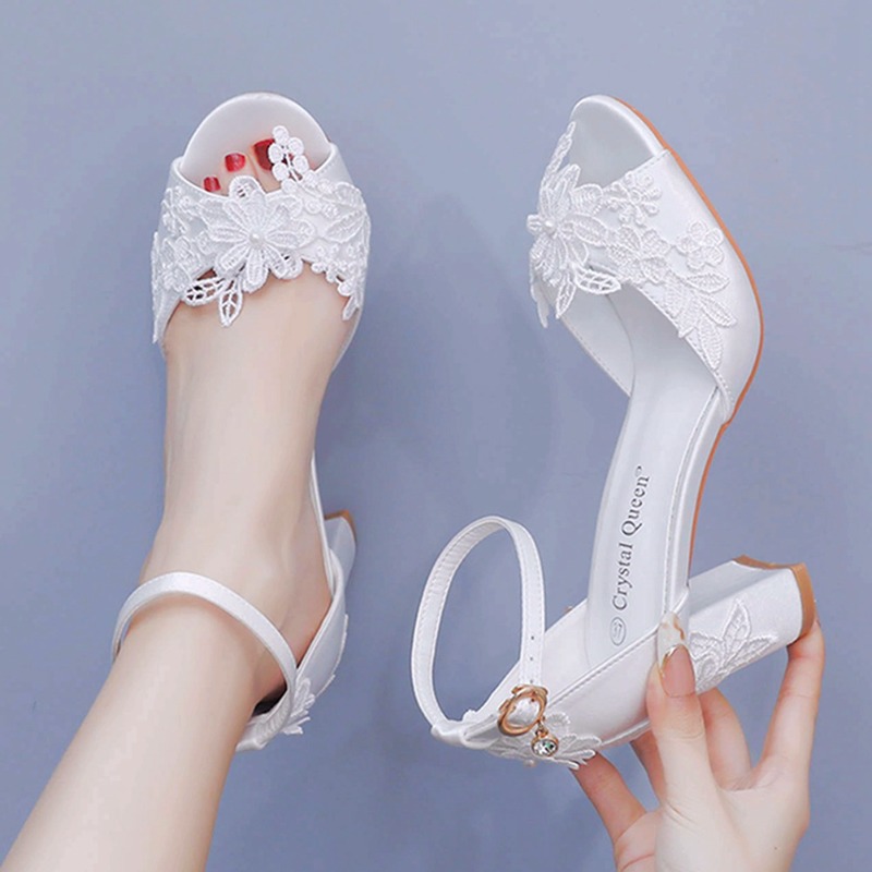 Women Fashion Ideas - Women White Silk High Heels Summer