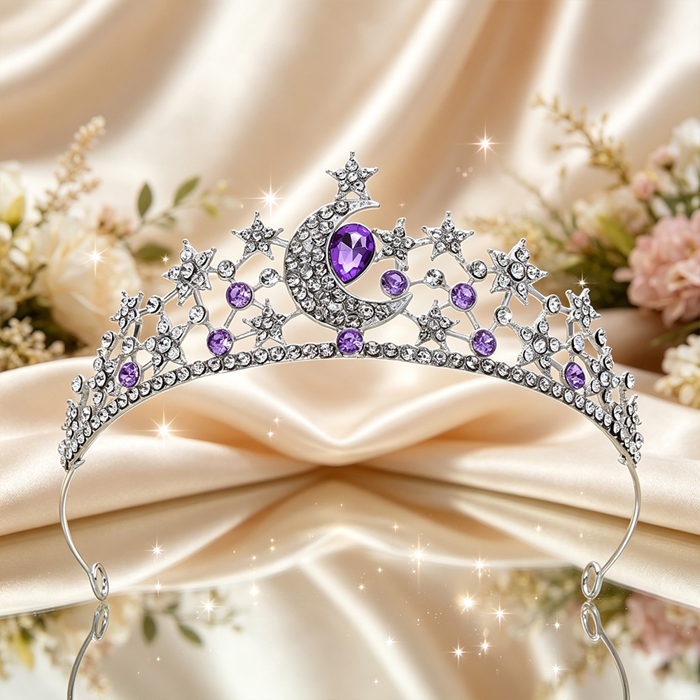Women Queen Fashion - Moon Star Bridal Tiara Sparkling Rhinestone