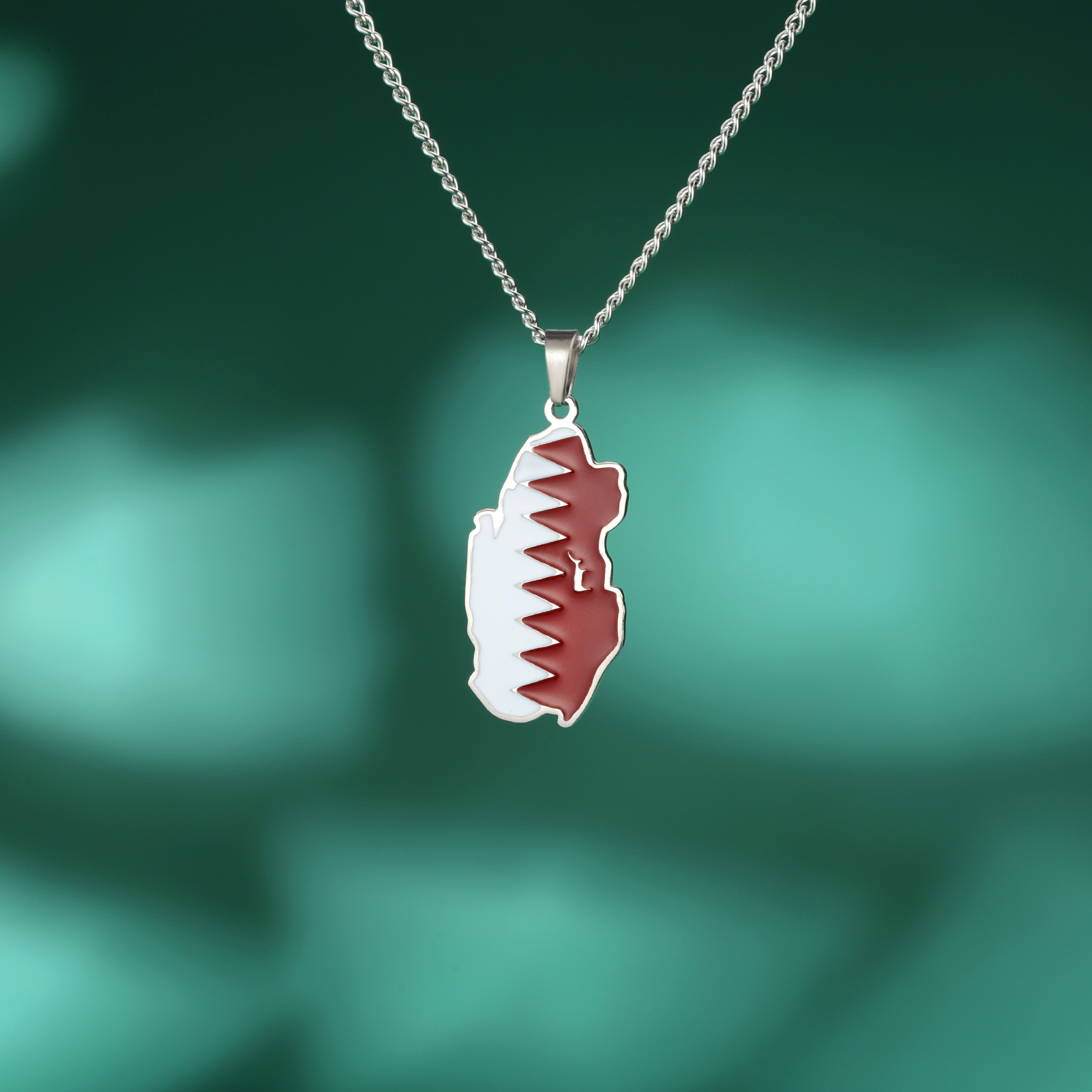 Women Fashion Qatar - Qatar Map Necklace Qatari Flag Pendant