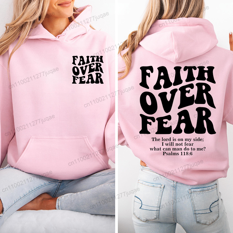 Faith Over Fear Print Sweatshi - Women Fashion Over 50 avaliação e preço