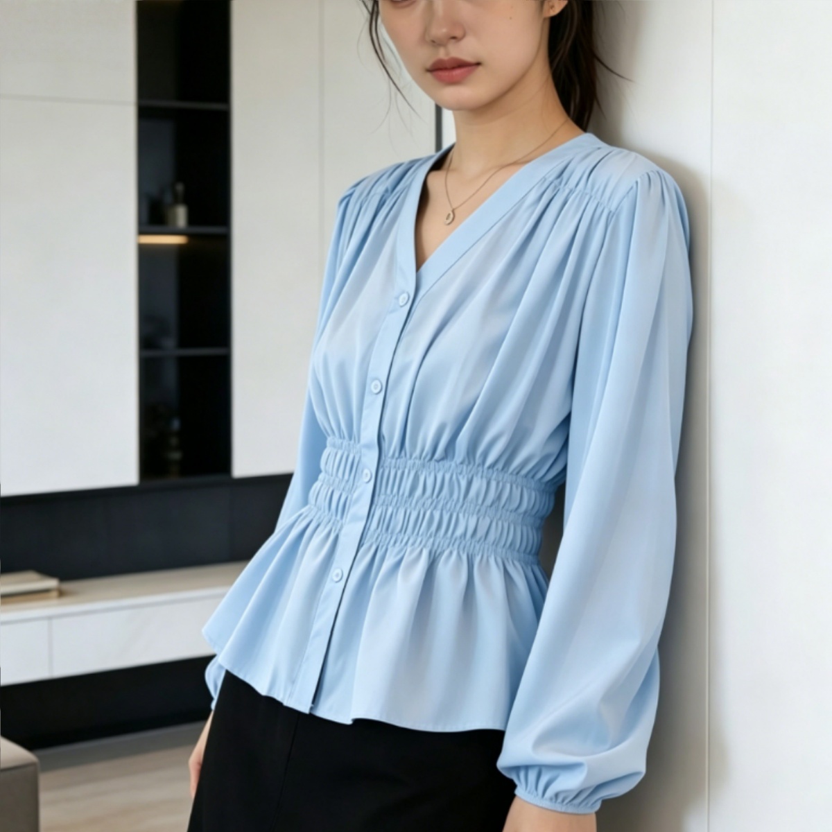 200 Pounds Plus Size Office La - Puff Sleeve Blouse avaliação e preço