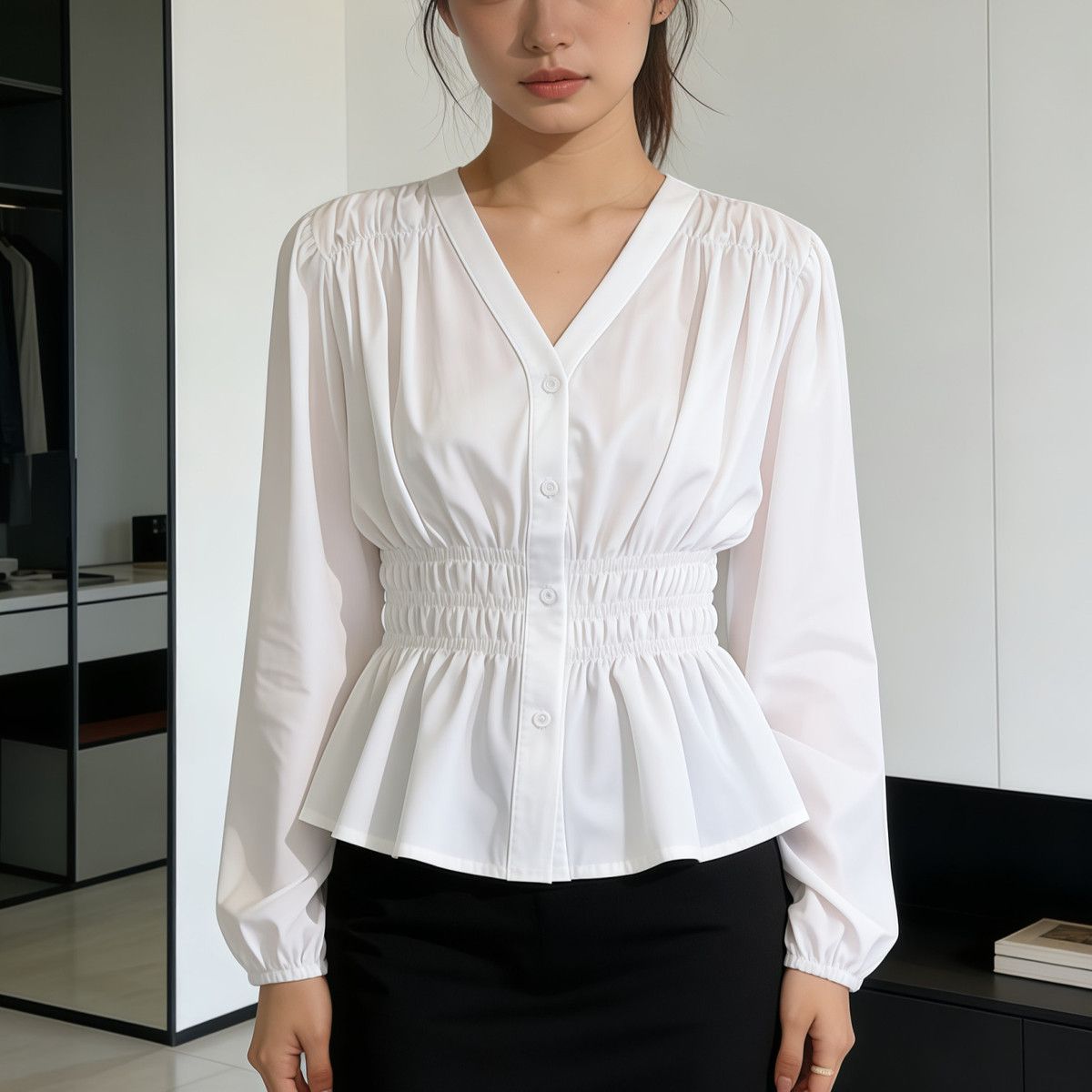 200 Pounds Plus Size Office La - Puff Sleeve Blouse avaliação e preço