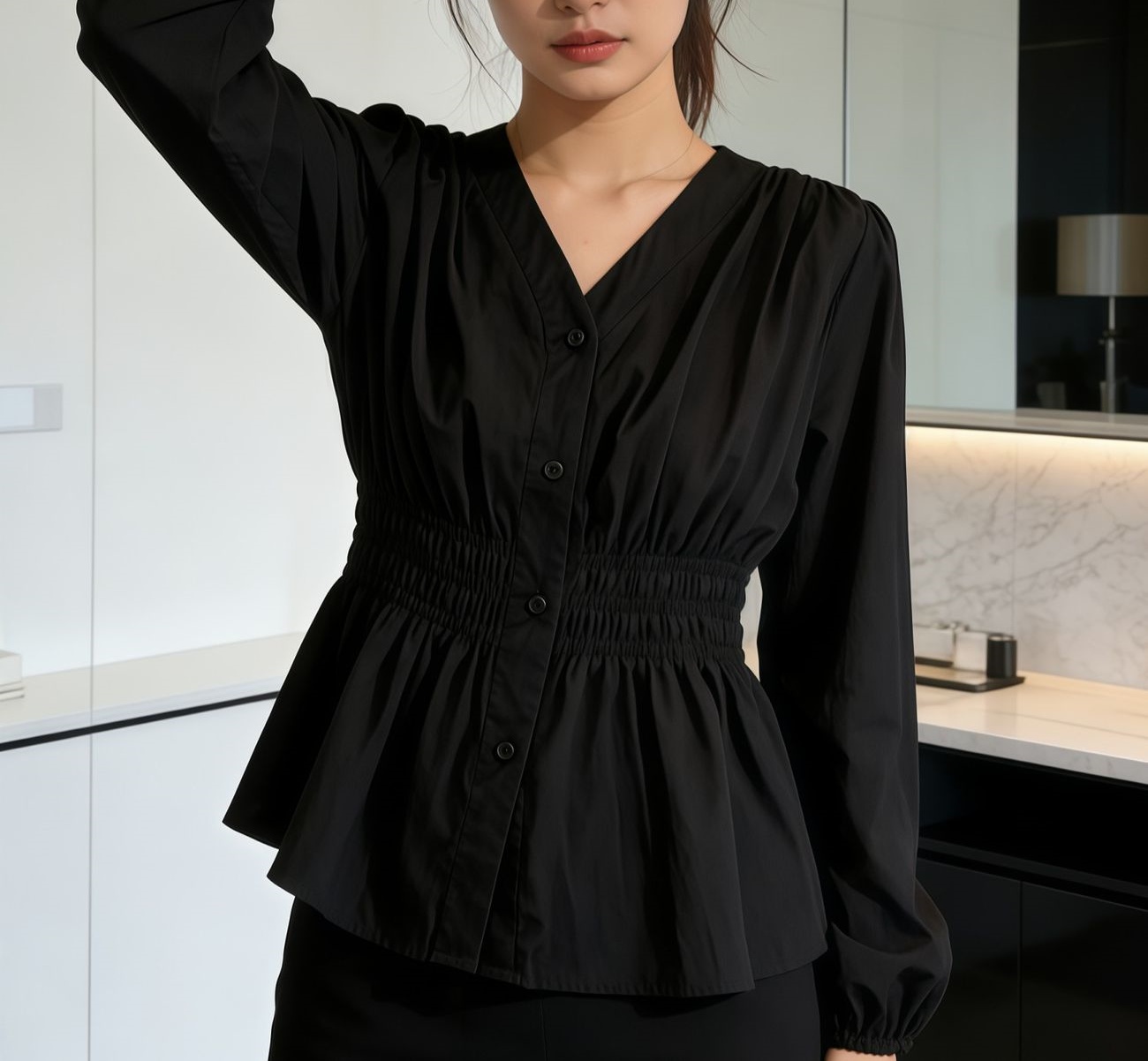200 Pounds Plus Size Office La - Puff Sleeve Blouse avaliação e preço