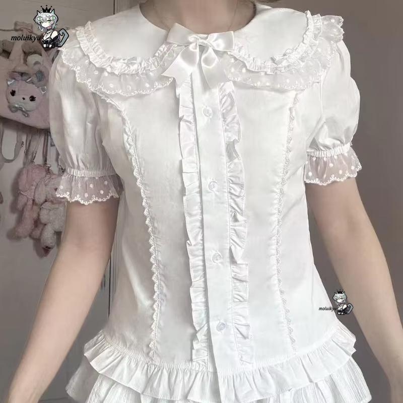Kawaii Ruffles Blouses Spring  - Puff Sleeve Blouse avaliação e preço