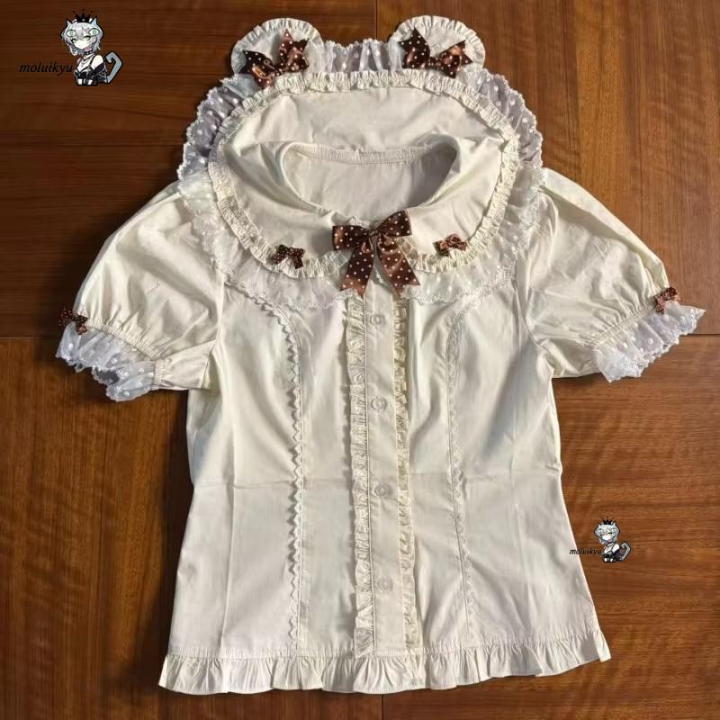 Kawaii Ruffles Blouses Spring  - Puff Sleeve Blouse avaliação e preço