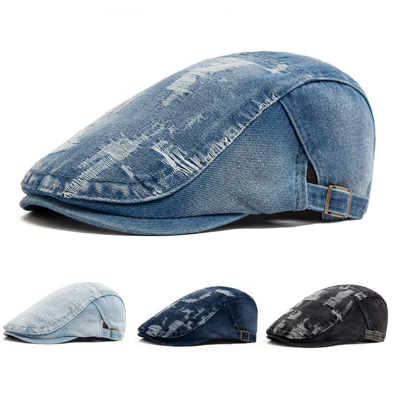 Fashion Men Ripped Denim Beret - Women Fashion Nz avaliação e preço