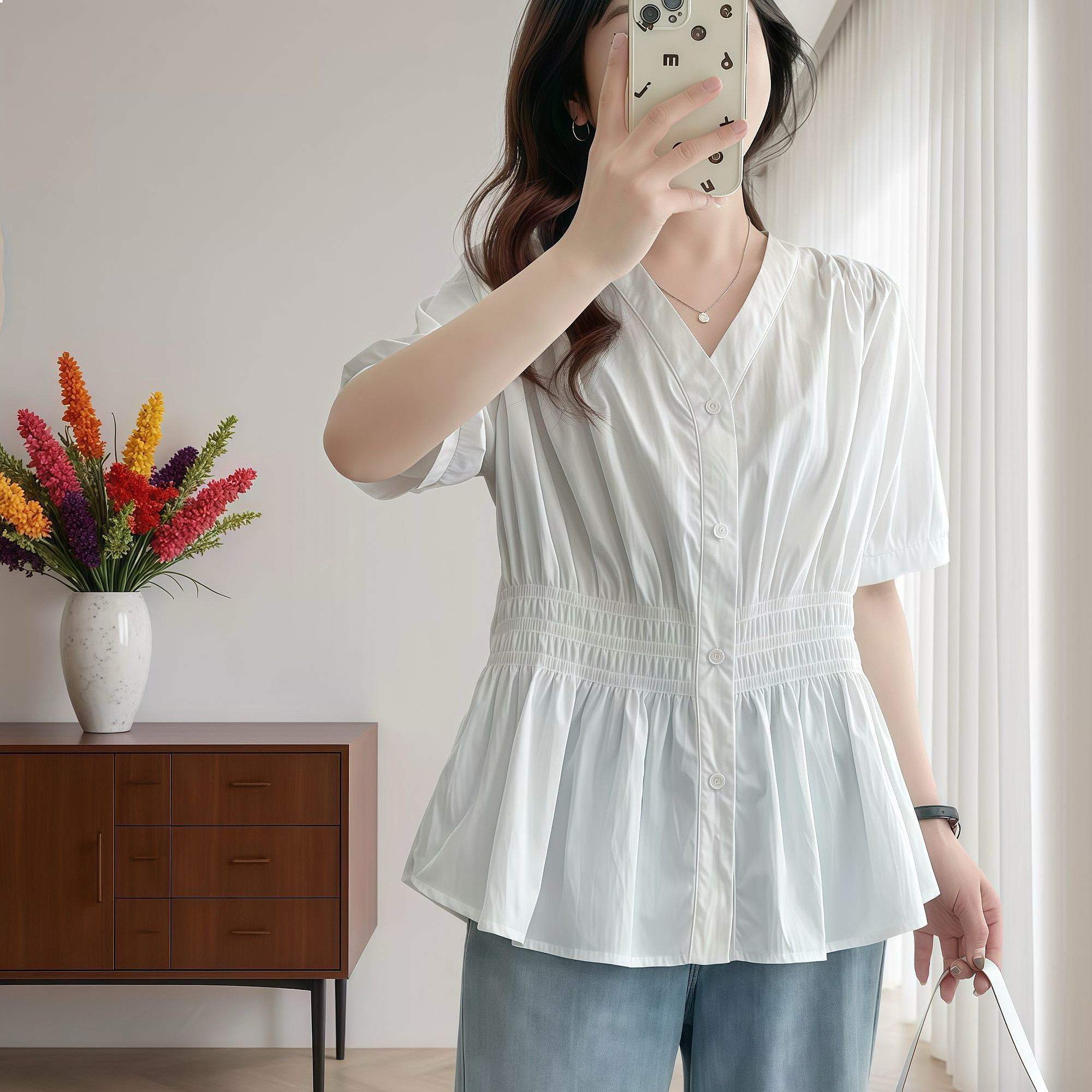 200 Pounds Plus Size Elastic W - Puff Sleeve Blouse avaliação e preço