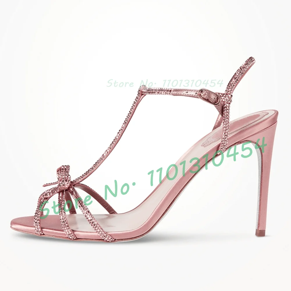 Crystal Bow T-bar Satin Sandal - Women'S Fashion Trends avaliação e preço