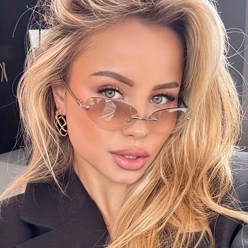 Rimless Oval Sunglasses Women  - Women'S Fashion Eyeglass Frames avaliação e preço