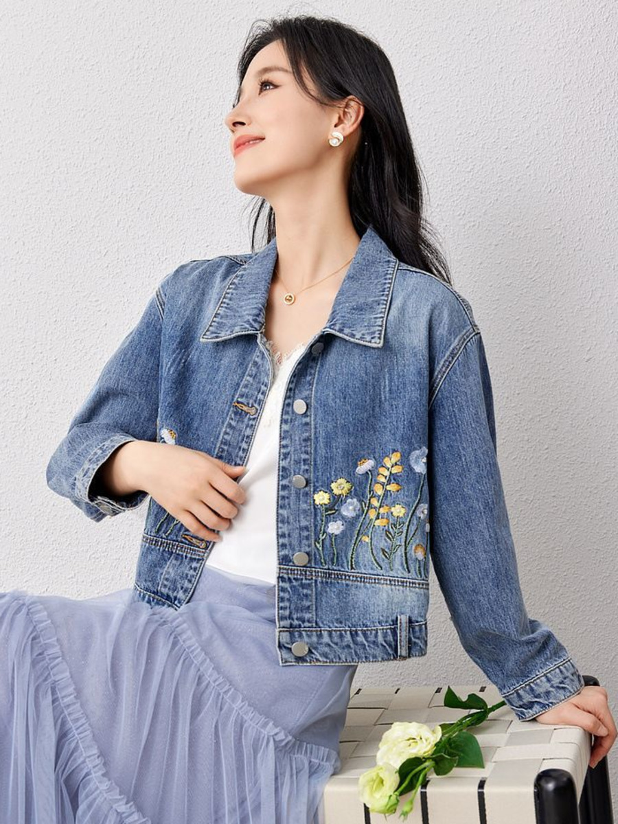 Floral Embroidered Denim Short - Women Fashion Jeans Top avaliação e preço