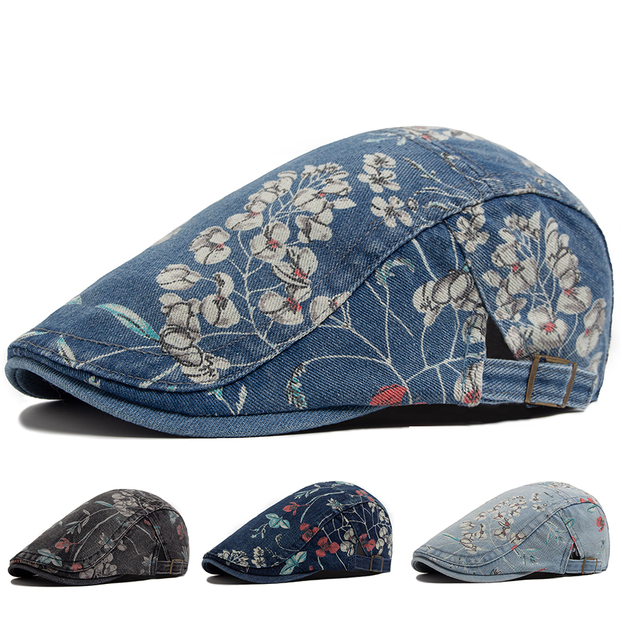 New Vintage Print Denim Beret  - Women Fashion Nz avaliação e preço