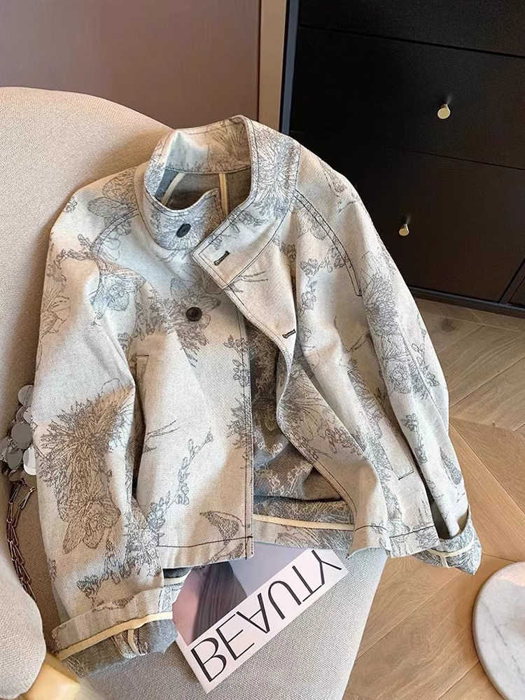 Women Light Grey Print Denim J - Women Fashion Jeans Top avaliação e preço