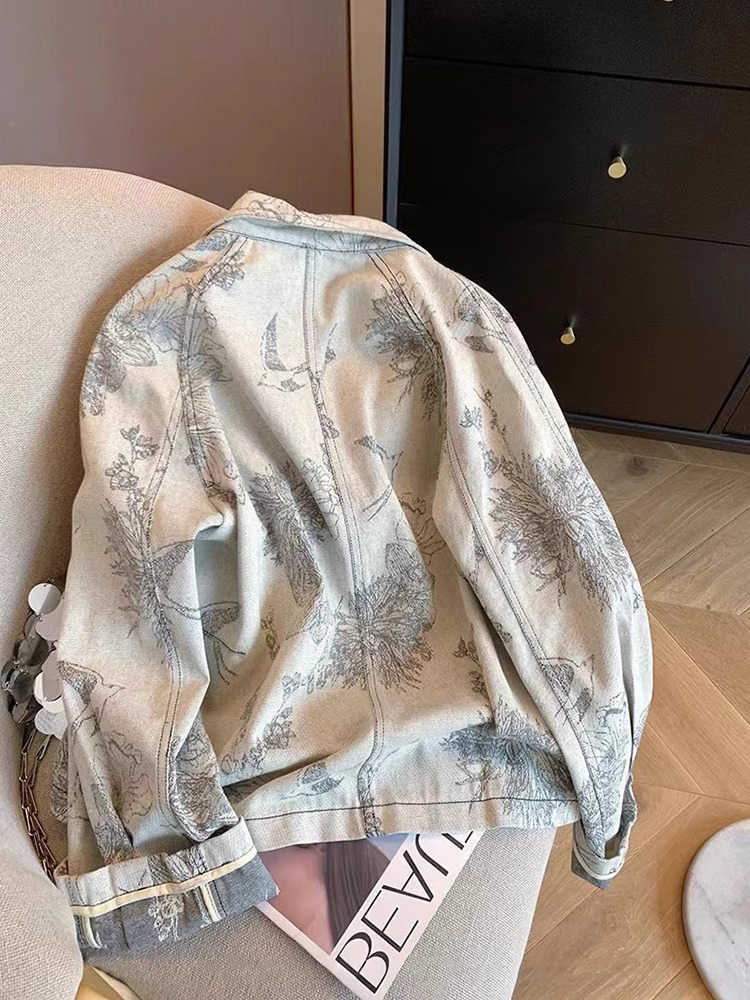 Women Light Grey Print Denim J - Women Fashion Jeans Top avaliação e preço