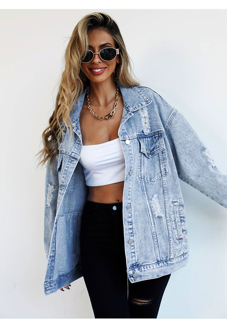 Jeans Jackets for Woman Jacket - Women Fashion Jeans Top avaliação e preço
