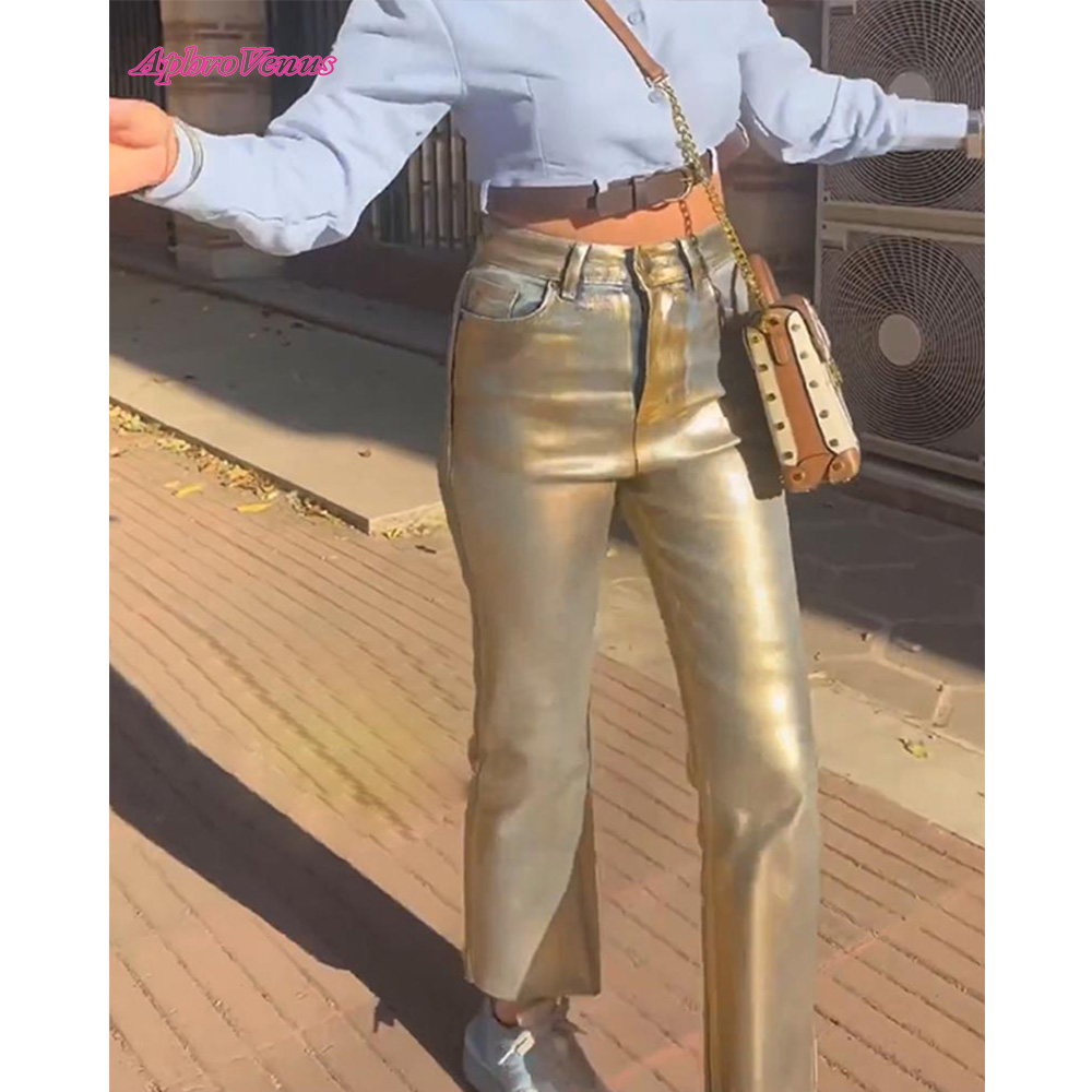 High Waist Gilded Coated Loose - Women'S Fashion Gilded Age avaliação e preço