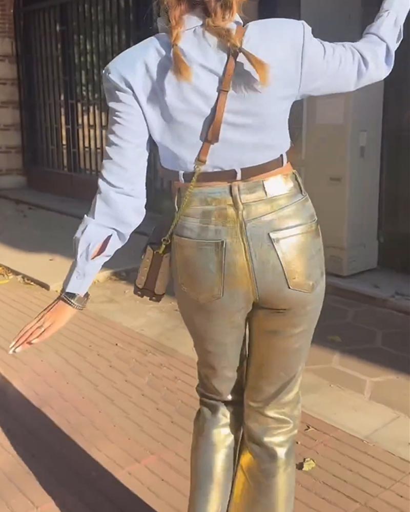 High Waist Gilded Coated Loose - Women'S Fashion Gilded Age avaliação e preço