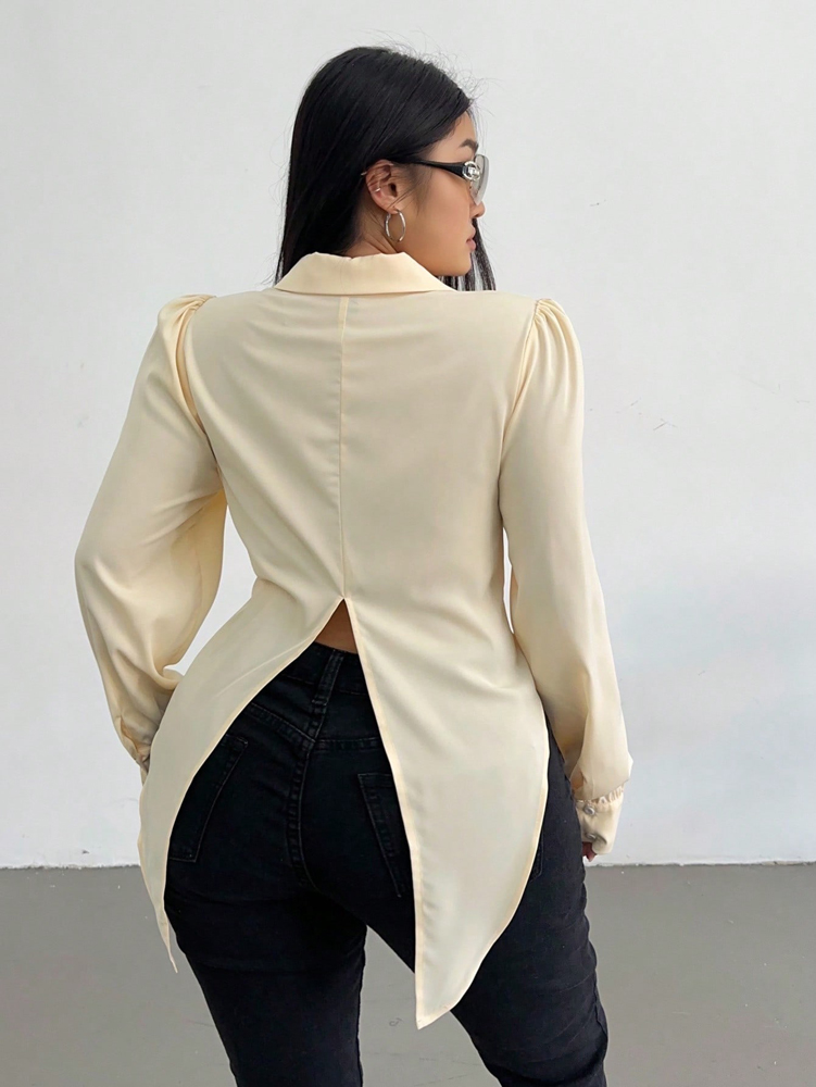 Plus Size Curvy Women Cream Sa - Puff Sleeve Blouse avaliação e preço