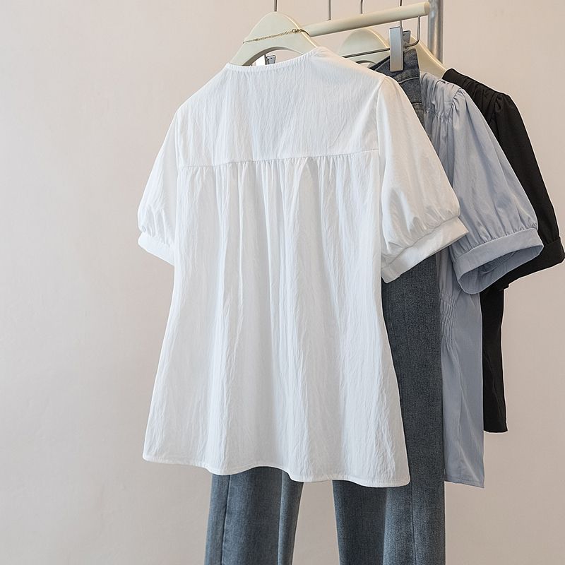 200 Pounds Plus Size Elastic W - Puff Sleeve Blouse avaliação e preço