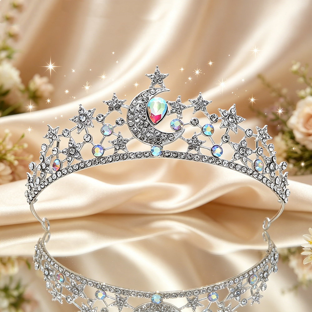 Moon Star Bridal Tiara Sparkli - Women Queen Fashion avaliação e preço