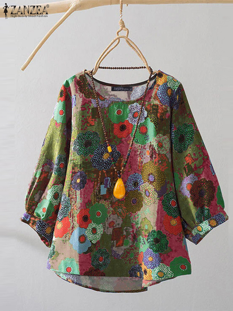 Plus Size Blouses ZANZEA Women - Puff Sleeve Blouse avaliação e preço