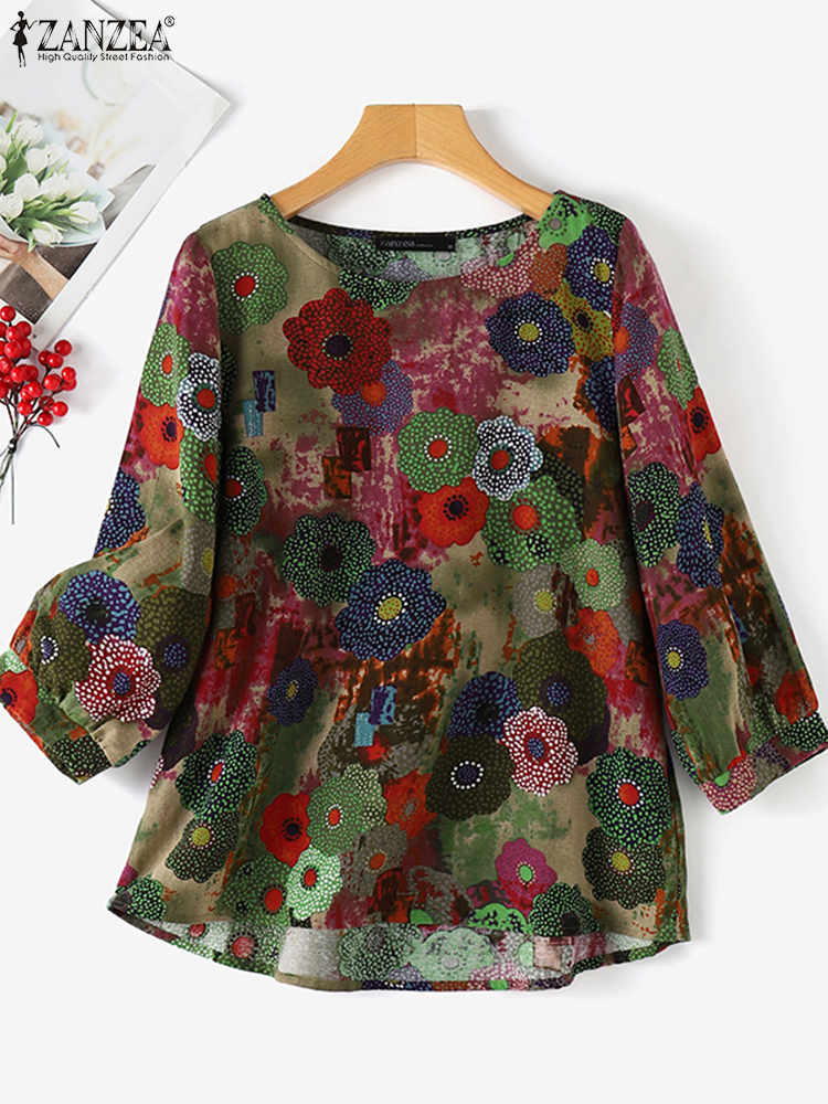 Plus Size Blouses ZANZEA Women - Puff Sleeve Blouse avaliação e preço