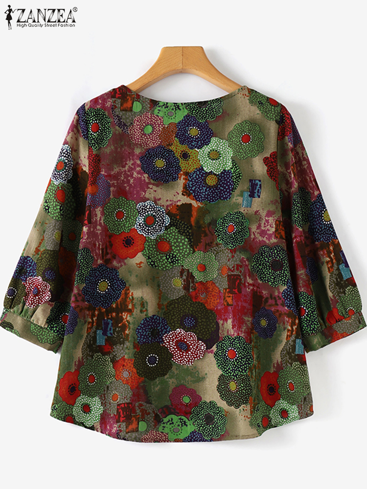 Plus Size Blouses ZANZEA Women - Puff Sleeve Blouse avaliação e preço