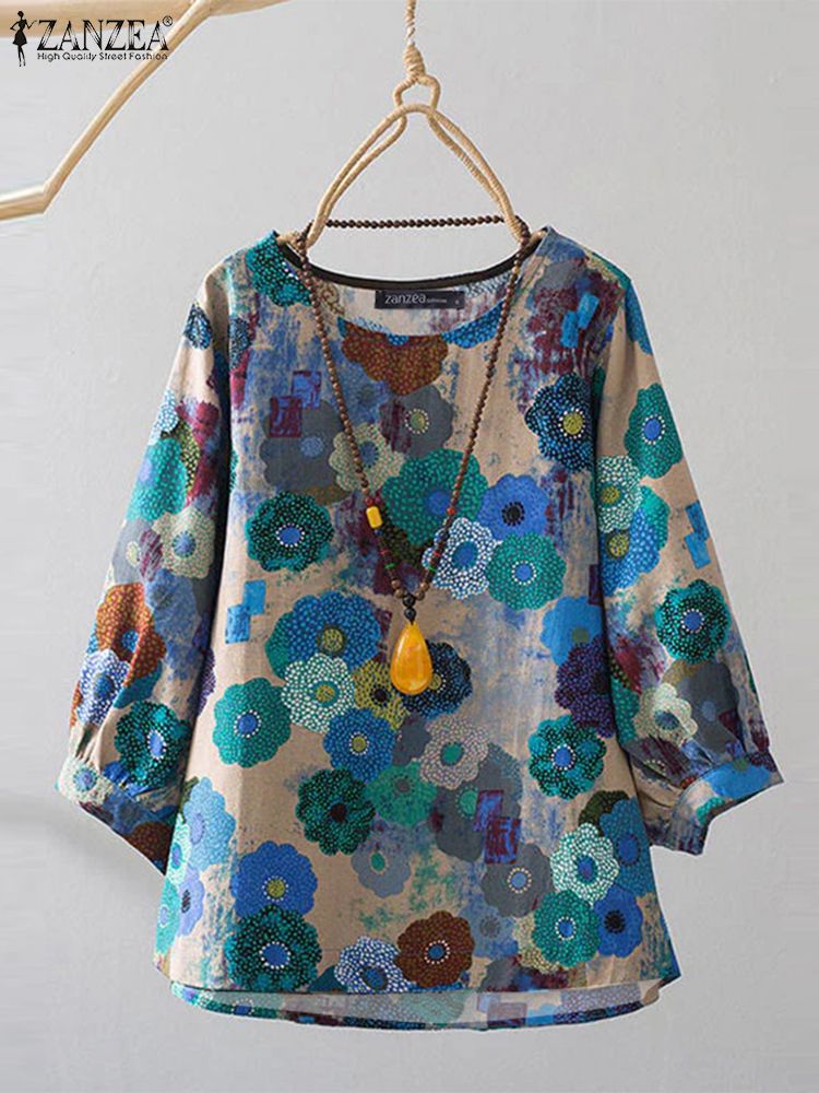 Plus Size Blouses ZANZEA Women - Puff Sleeve Blouse avaliação e preço
