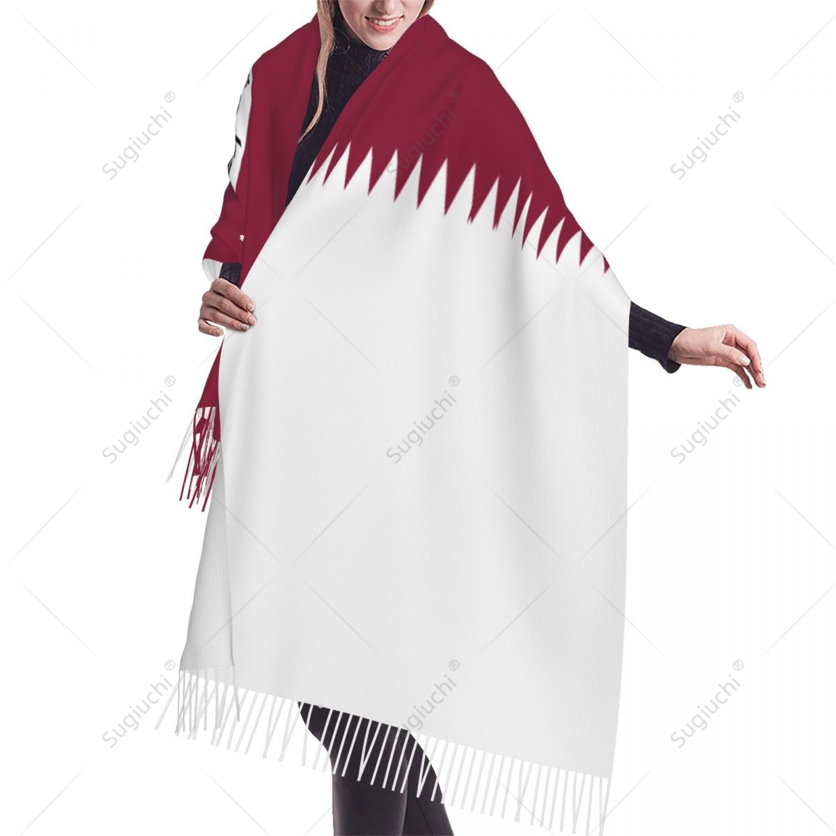Qatar Emblem Flag Scarf Pashmi - Women Fashion Qatar avaliação e preço