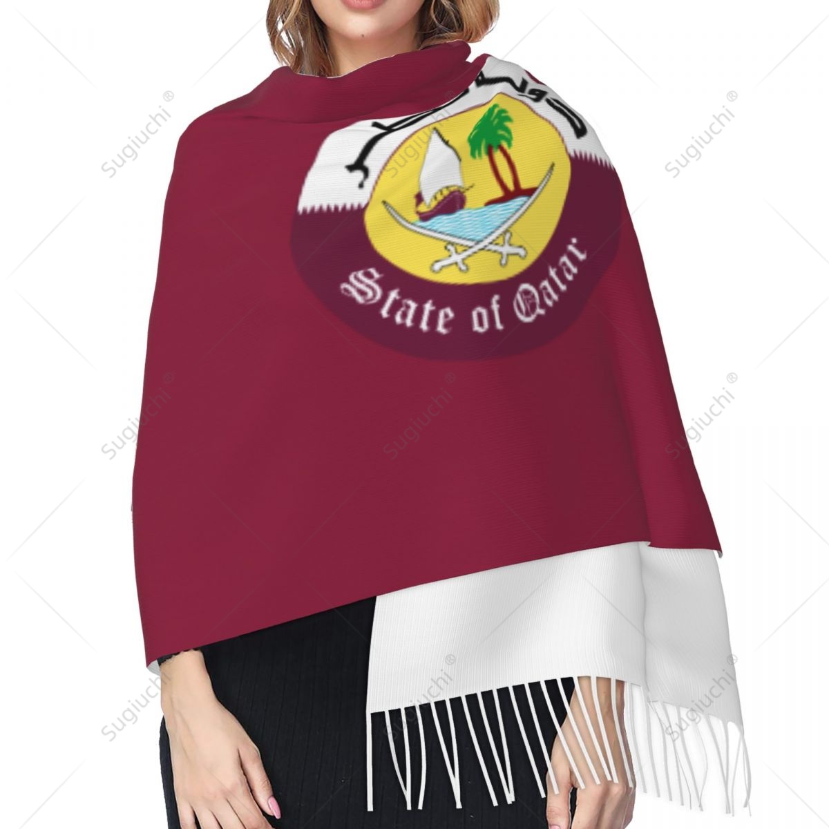 Qatar Emblem Flag Scarf Pashmi - Women Fashion Qatar avaliação e preço