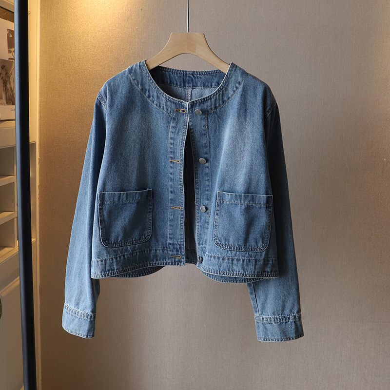 Fashion O-neck Denim Jacket Wo - Women Fashion Jeans Top avaliação e preço