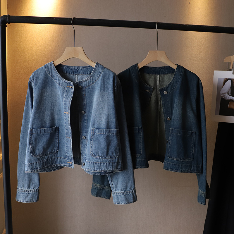 Fashion O-neck Denim Jacket Wo - Women Fashion Jeans Top avaliação e preço