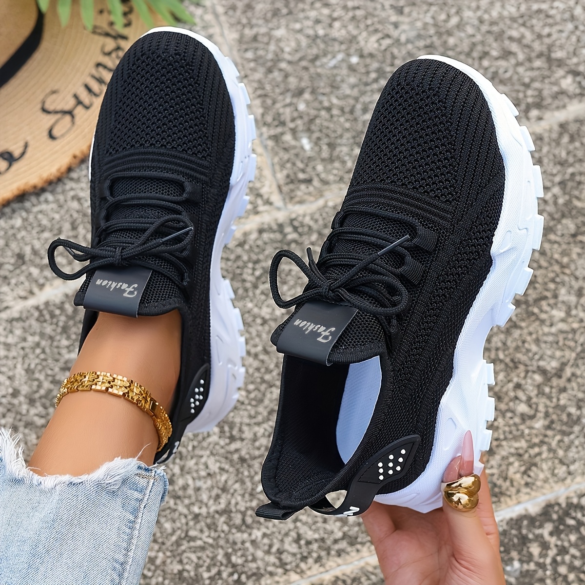 Breathable Knit Sneakers Fashi - Women'S Fashion Gym Shoes avaliação e preço