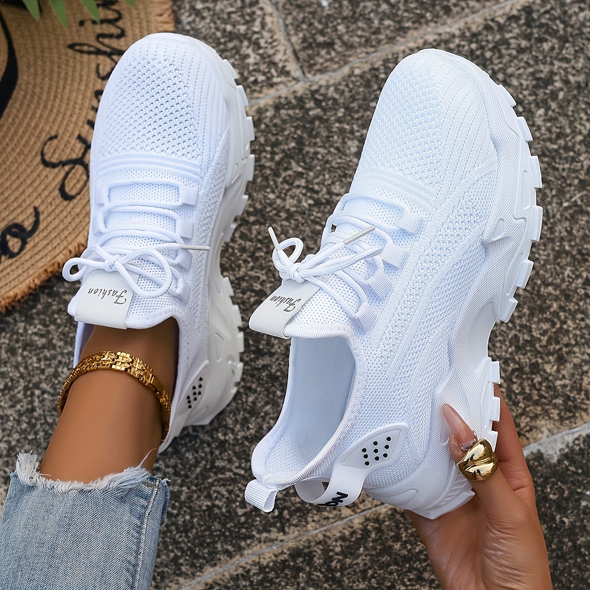 Breathable Knit Sneakers Fashi - Women'S Fashion Gym Shoes avaliação e preço