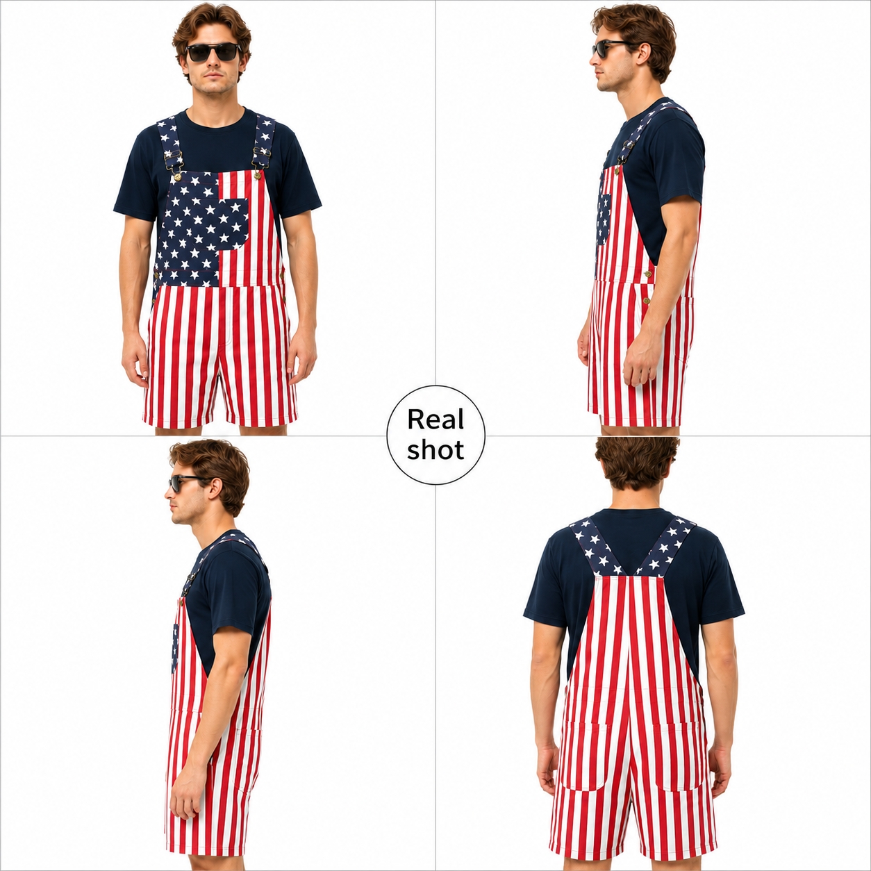 American Flag Printed Bib Over - Women'S Fashion Overalls avaliação e preço
