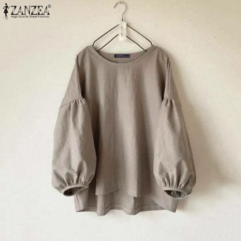 ZANZEA Plus Size Woman Casual  - Puff Sleeve Blouse avaliação e preço