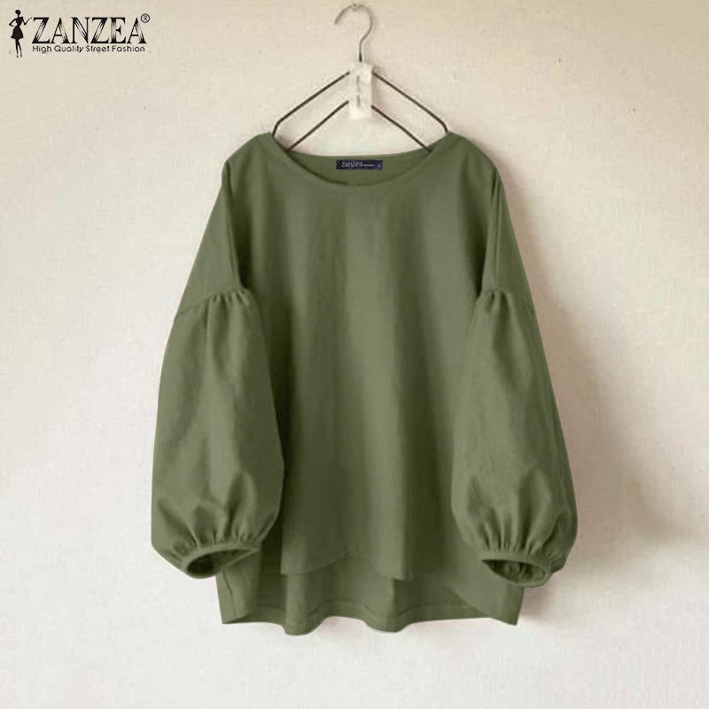 ZANZEA Plus Size Woman Casual  - Puff Sleeve Blouse avaliação e preço