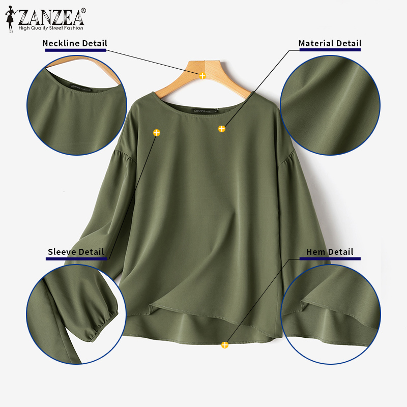 ZANZEA Plus Size Woman Casual  - Puff Sleeve Blouse avaliação e preço