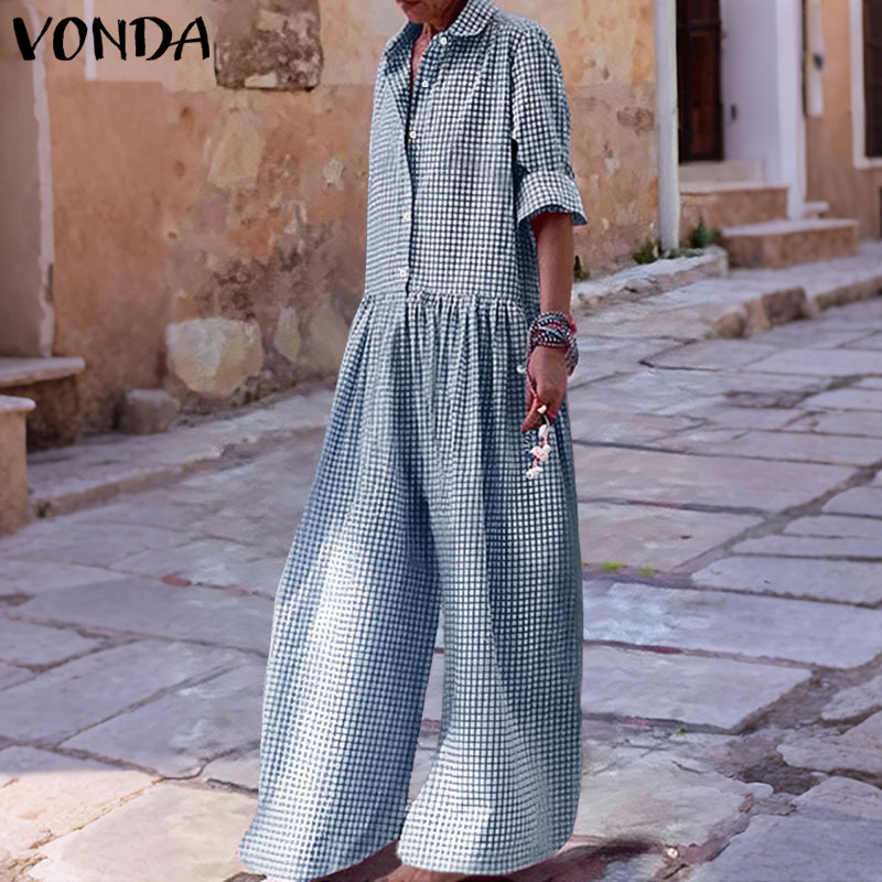 Plus Size 5XL VONDA Vintage Ju - Women'S Fashion Overalls avaliação e preço