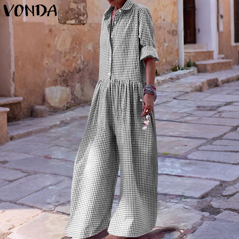 Plus Size 5XL VONDA Vintage Ju - Women'S Fashion Overalls avaliação e preço