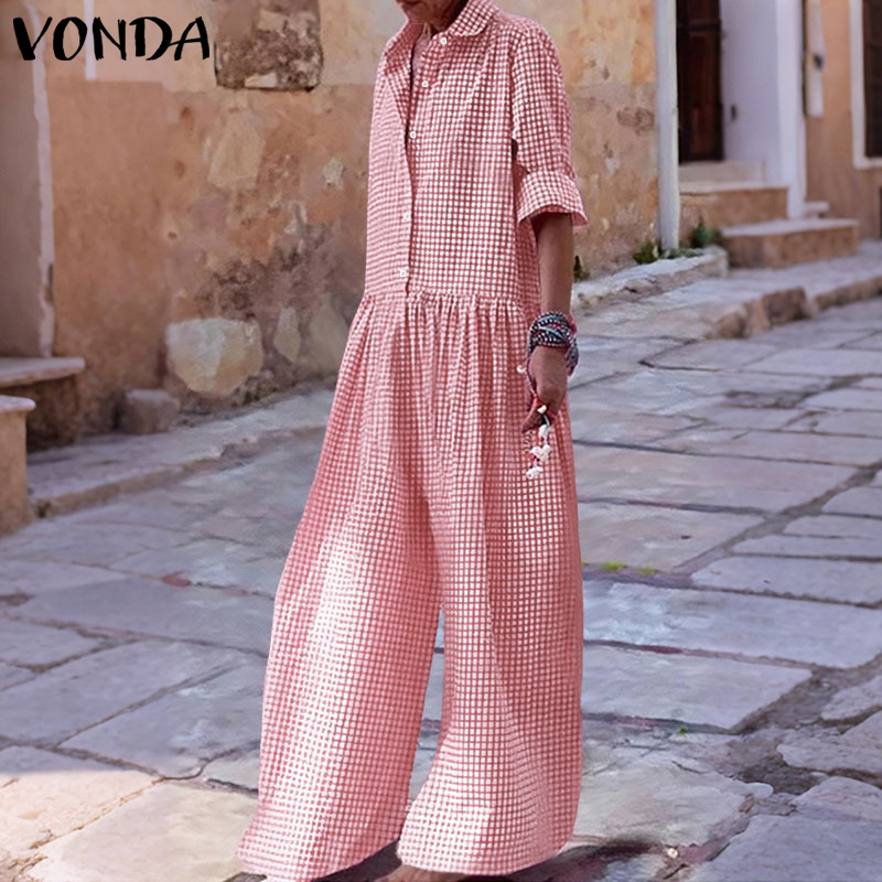 Plus Size 5XL VONDA Vintage Ju - Women'S Fashion Overalls avaliação e preço