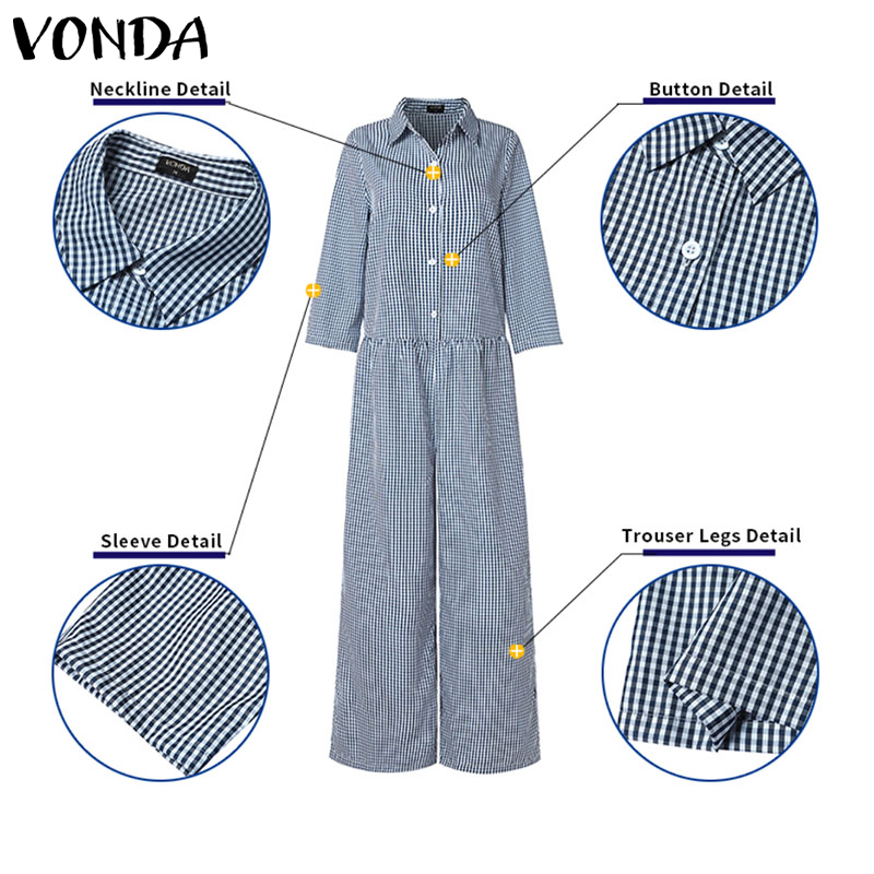 Plus Size 5XL VONDA Vintage Ju - Women'S Fashion Overalls avaliação e preço