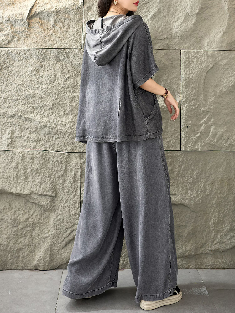 Amax LuluE Summer Hooded 2 Pie - Women Fashion Jeans Top avaliação e preço
