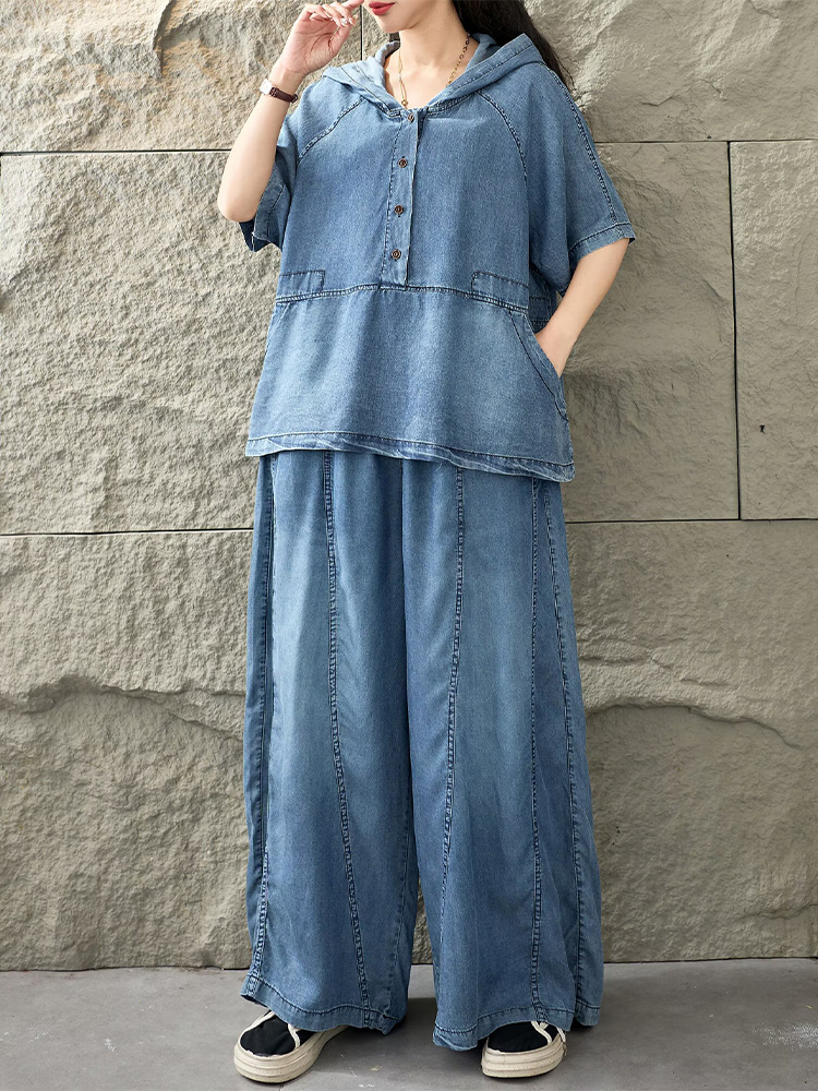 Amax LuluE Summer Hooded 2 Pie - Women Fashion Jeans Top avaliação e preço