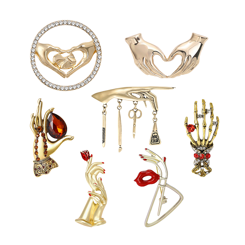 Hand Pose Heart Brooches For W - Women Fashion Pose avaliação e preço