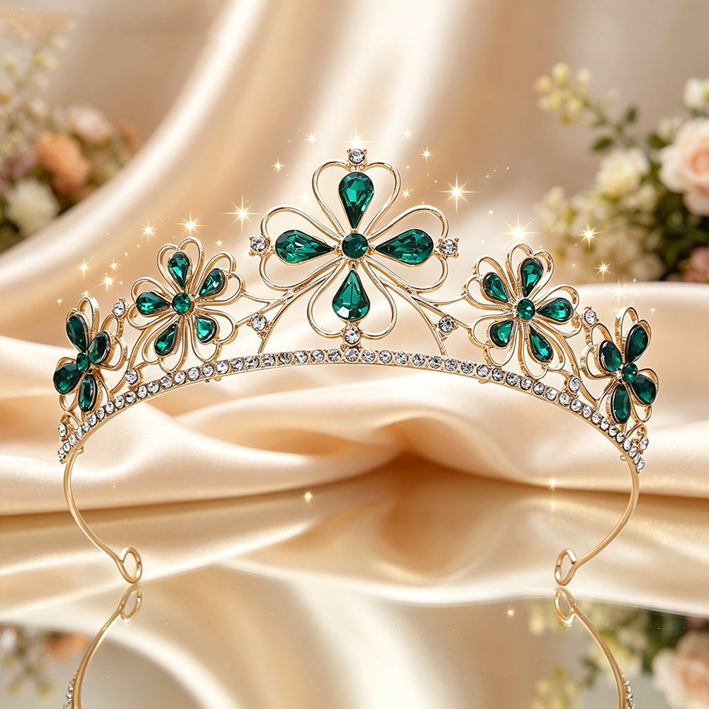 Baroque Four-Leaf Flower Cryst - Women Queen Fashion avaliação e preço