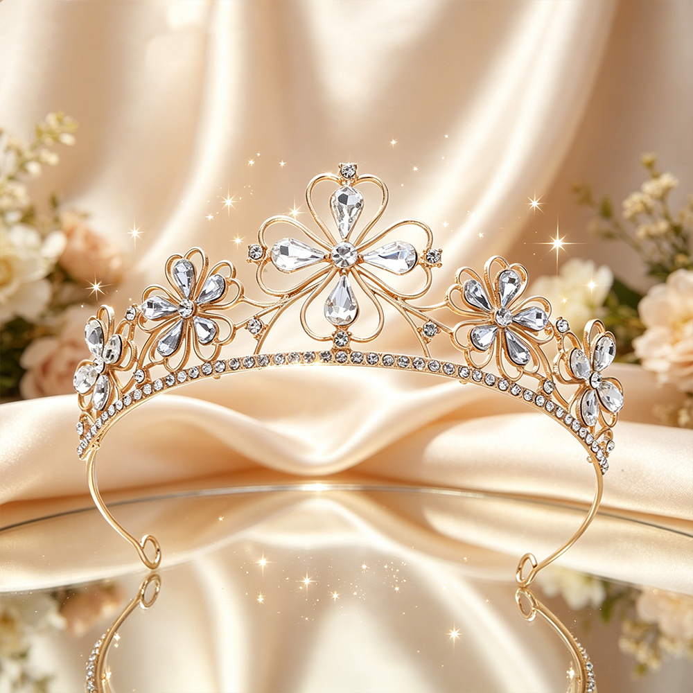 Baroque Four-Leaf Flower Cryst - Women Queen Fashion avaliação e preço