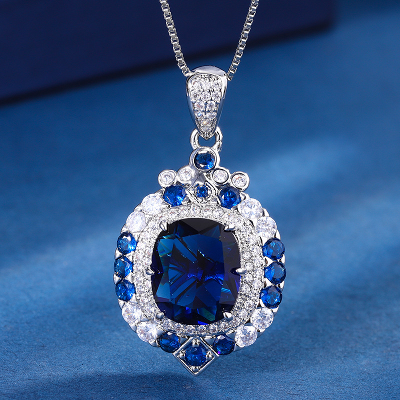 Square Retro Sapphire Pendant  - Women Fashion Nz avaliação e preço
