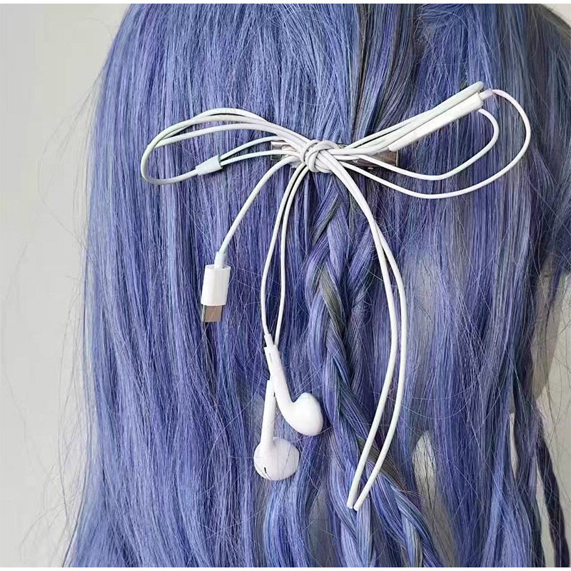 Headphone Wire Bow Hair Clip K - Women'S Y3K Fashion avaliação e preço
