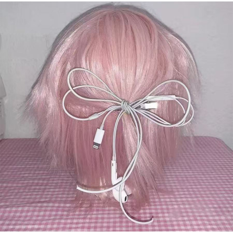 Headphone Wire Bow Hair Clip K - Women'S Y3K Fashion avaliação e preço
